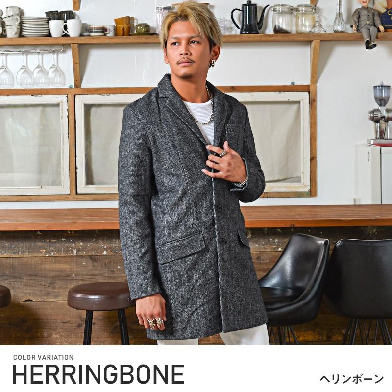 チェスターコート コート メンズ ウール チェック ヘリンボーン ミドル丈 大人 上品 ビター系 Pm 68 Luxstyle 通販 Yahoo ショッピング