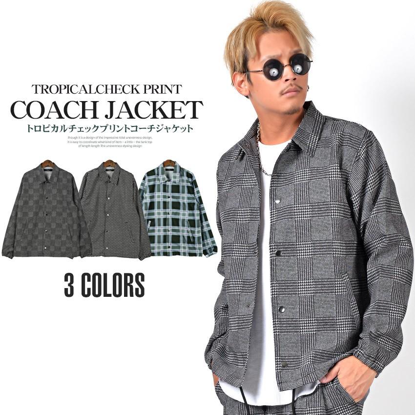 コーチジャケット メンズ チェック ジャケット プリント チェック柄 千鳥柄 総柄 ストリート Pm 87 Luxstyle 通販 Yahoo ショッピング