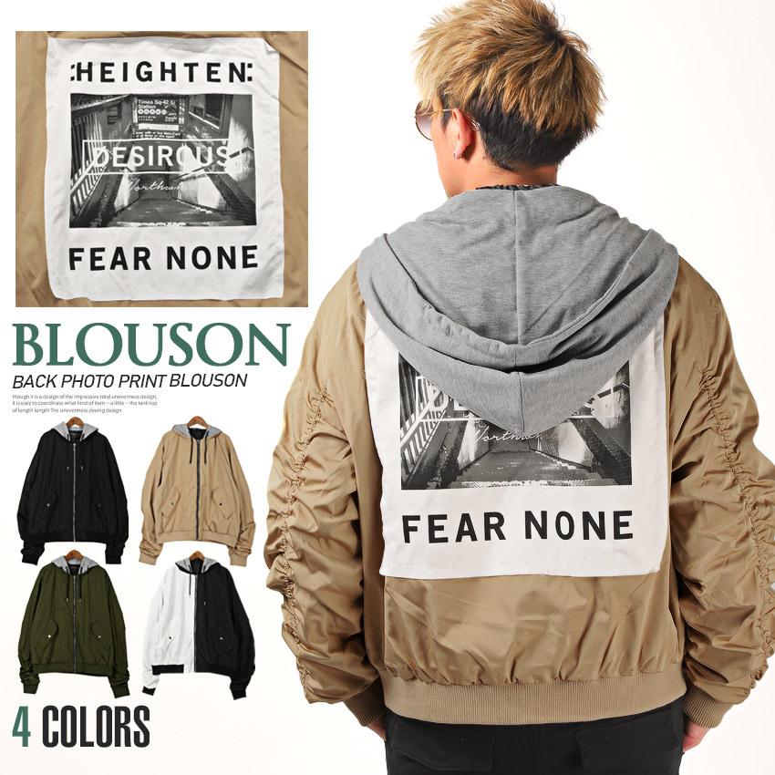 ジャケット メンズ ブルゾン フード ジャンパー フォト ロゴ プリント ビッグシルエット ストリート Pm 89 Luxstyle 通販 Yahoo ショッピング