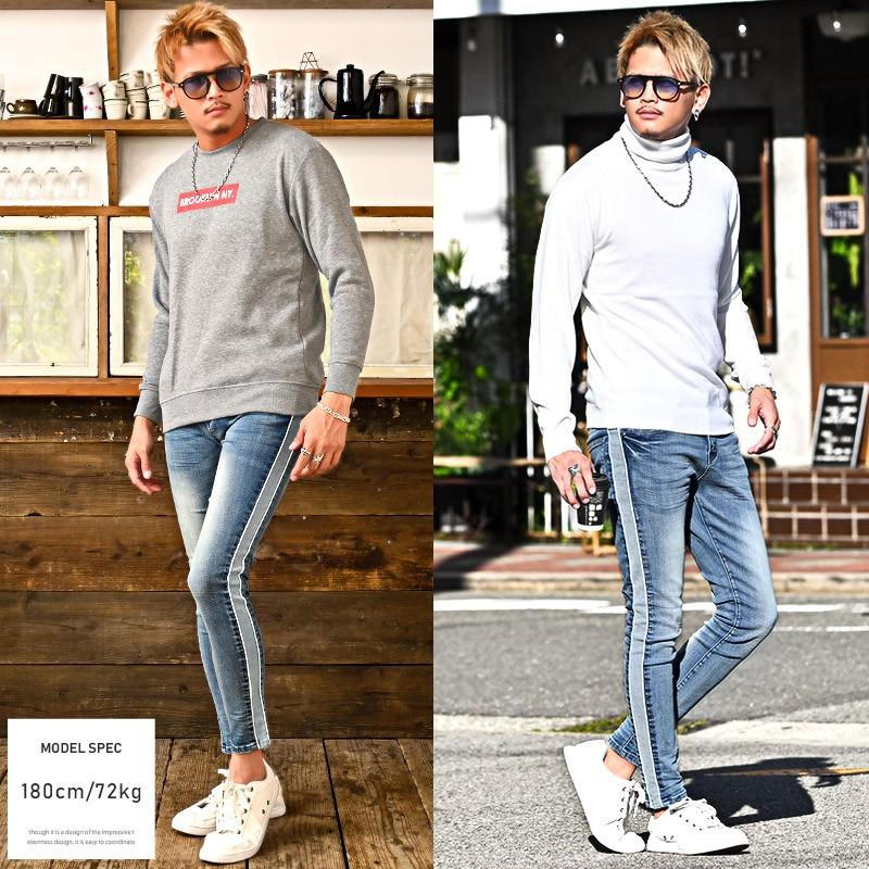 BURBERRY デニムパンツ W 26 サイドライン　スキニー セール デニムパンツ メンズ サイドライン パイピング スキニー