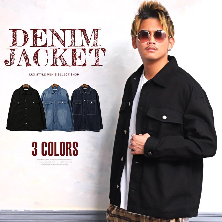デニムジャケット メンズ カバーオール デニム ビッグシルエット 薄手 羽織り ストリート Pm 91 Luxstyle 通販 Yahoo ショッピング