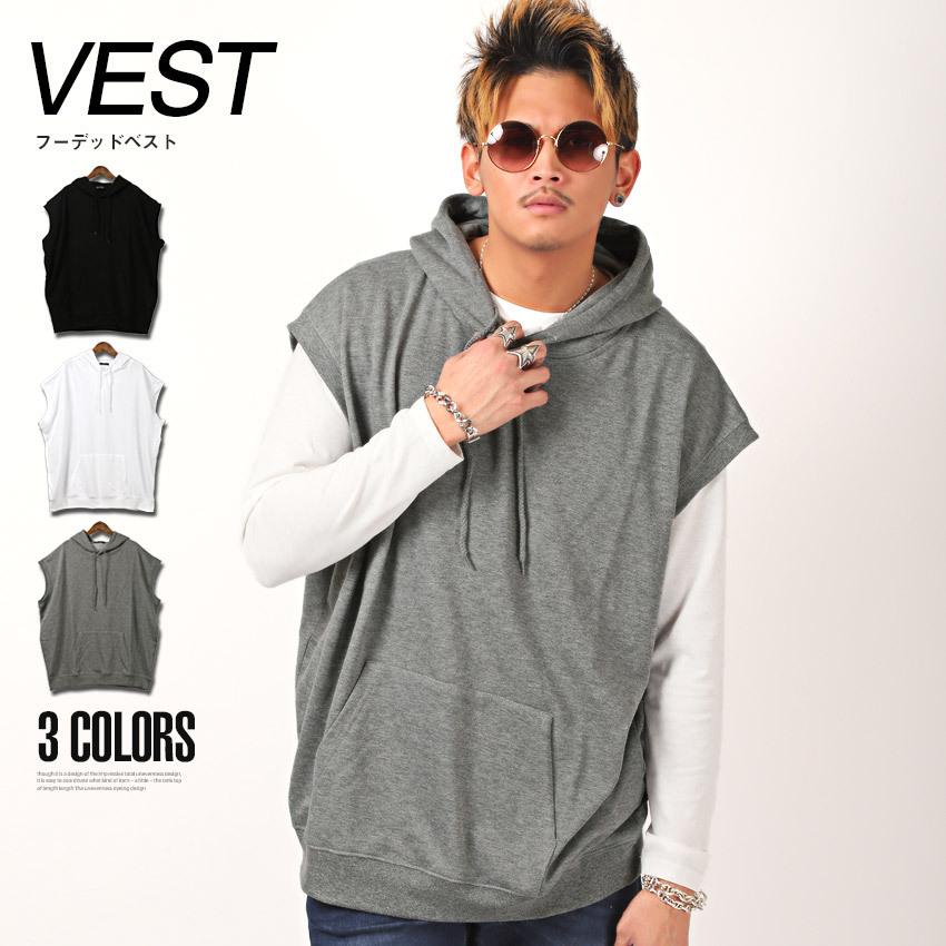 ベスト メンズ フード スウェット スエット 無地 ビッグシルエット ルーズ ストリート Pm 9193 Luxstyle 通販 Yahoo ショッピング
