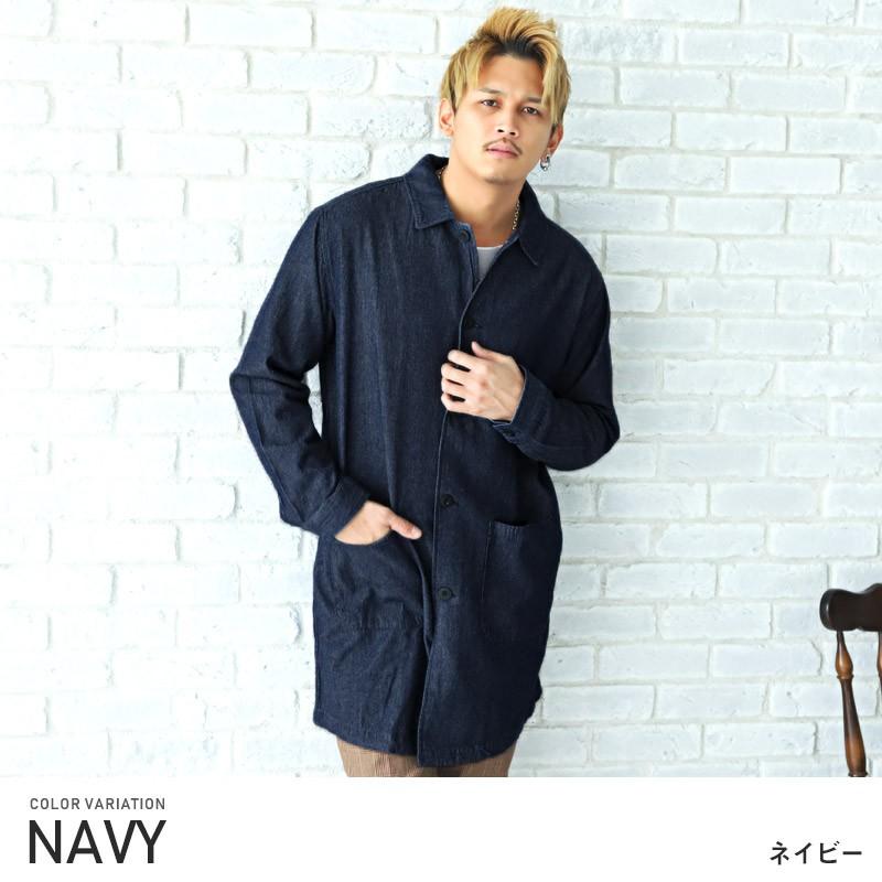スプリングコート メンズ デニム コート ロングコート ショップコート ステンカラー 春 秋 ビター系 Pm 9290 Luxstyle 通販 Yahoo ショッピング
