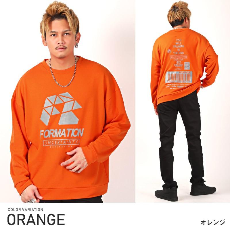 トレーナー メンズ ビッグシルエット プリント ロゴ スウェット リフレクター ストリート Pm 9303 Luxstyle 通販 Yahoo ショッピング