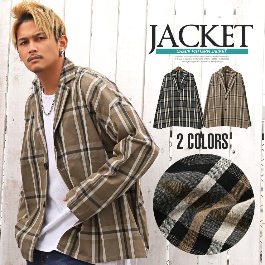 テーラードジャケット メンズ ジャケット ビッグシルエット チェック柄 総柄 ビター系 Pm 9313 Luxstyle 通販 Yahoo ショッピング