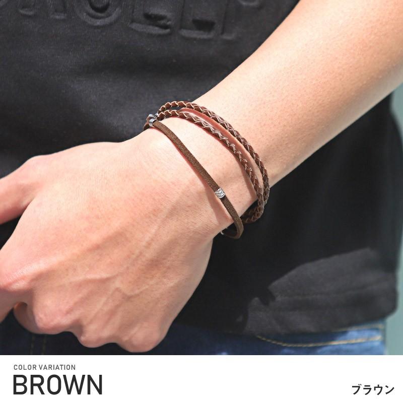 ♂♀新品・レザーブレスレット【MONTBLANC】茶　フリー　編み込み セール】編み込みレザーブレスレット（ブレスレット）｜LUXSTYLE