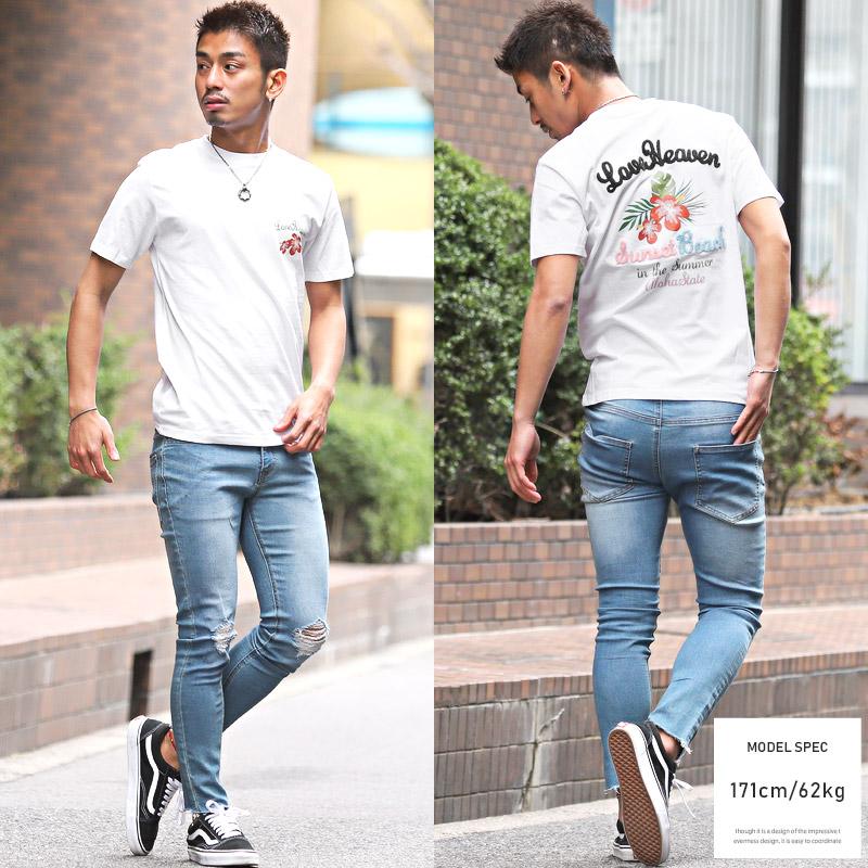 Tシャツ メンズ 半袖 サガラ 刺繍 ハイビスカス アロハ 花柄 ロゴ サーフ 南国 夏 ビター系 Pm 9441 Luxstyle 通販 Yahoo ショッピング