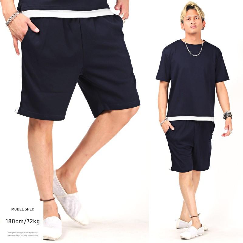 Tシャツ ショートパンツ メンズ セットアップ サイドライン 無地 ルームウェア 夏 ビター系 Pm 9595 Luxstyle 通販 Yahoo ショッピング
