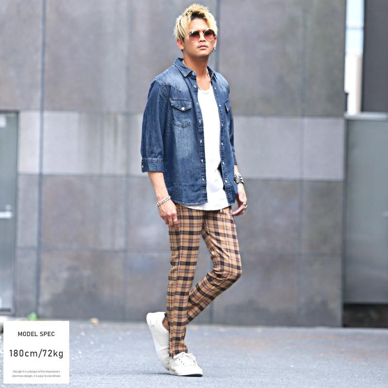 デニムシャツ メンズ ウエスタン 7分袖 ウエスタンシャツ 羽織り ブリーチ サーフ 無地 ビター系 Pm 9605 Luxstyle 通販 Yahoo ショッピング