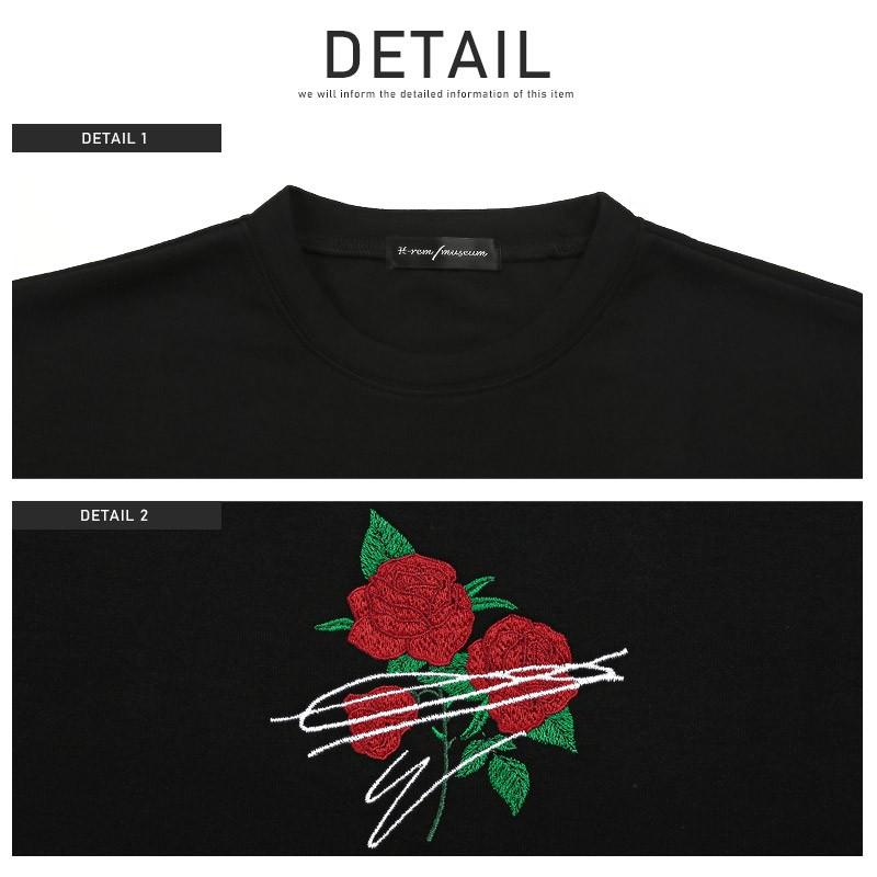 Tシャツ メンズ 半袖 薔薇 刺繍 ビッグシルエット ロゴ ユニセックス 花柄 ルーズ ストリート Pm 9647 Luxstyle 通販 Yahoo ショッピング