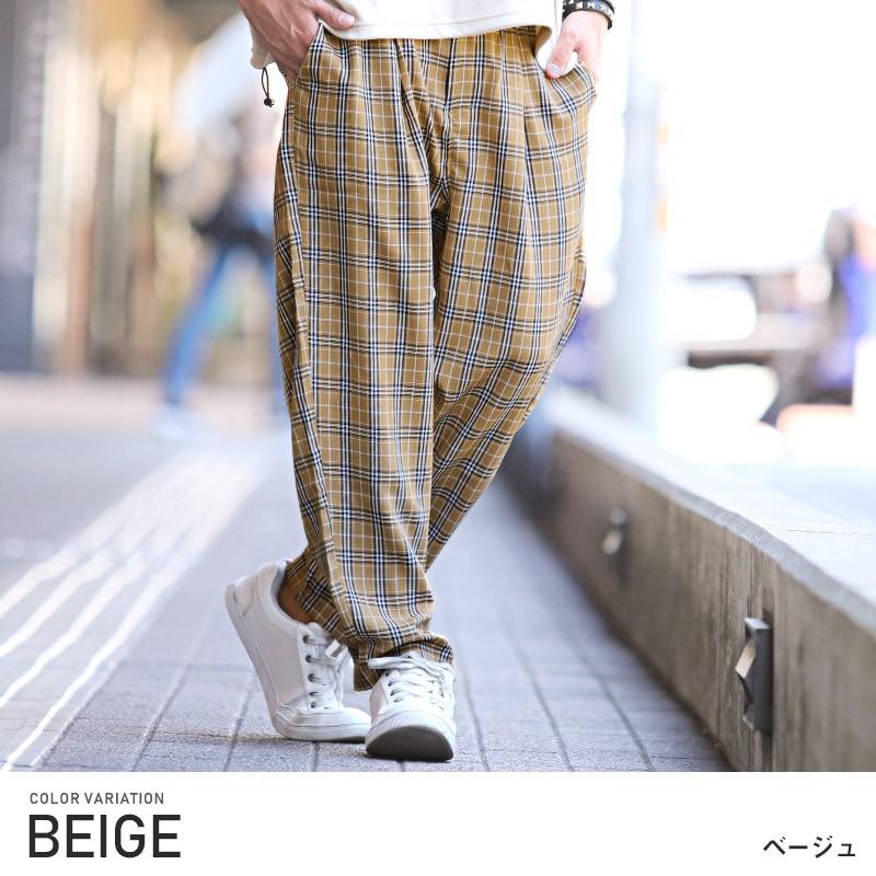 チェックパンツ メンズ ワイドパンツ テーパード スラックス チェック柄 ストレッチ ストリート Pm 9667 Luxstyle 通販 Yahoo ショッピング