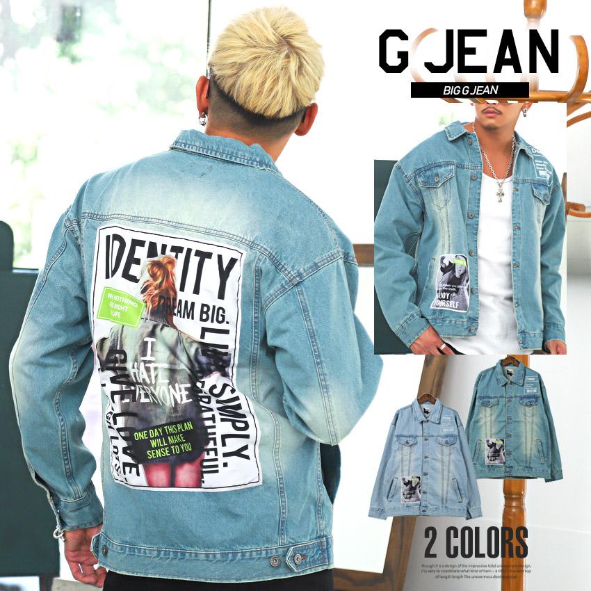 送料無料 デニムジャケット メンズ ビッグシルエット ガール プリント Gジャン ルーズ ストリート Pm 9843 Luxstyle 通販 Yahoo ショッピング