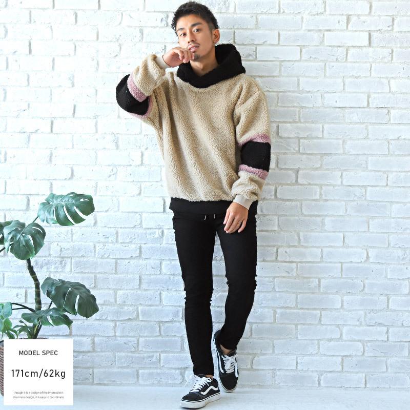 パーカー メンズ ボア ビッグシルエット プルオーバー もこもこ 暖か 無地 厚手 ストリート Pm 9906 Luxstyle 通販 Yahoo ショッピング