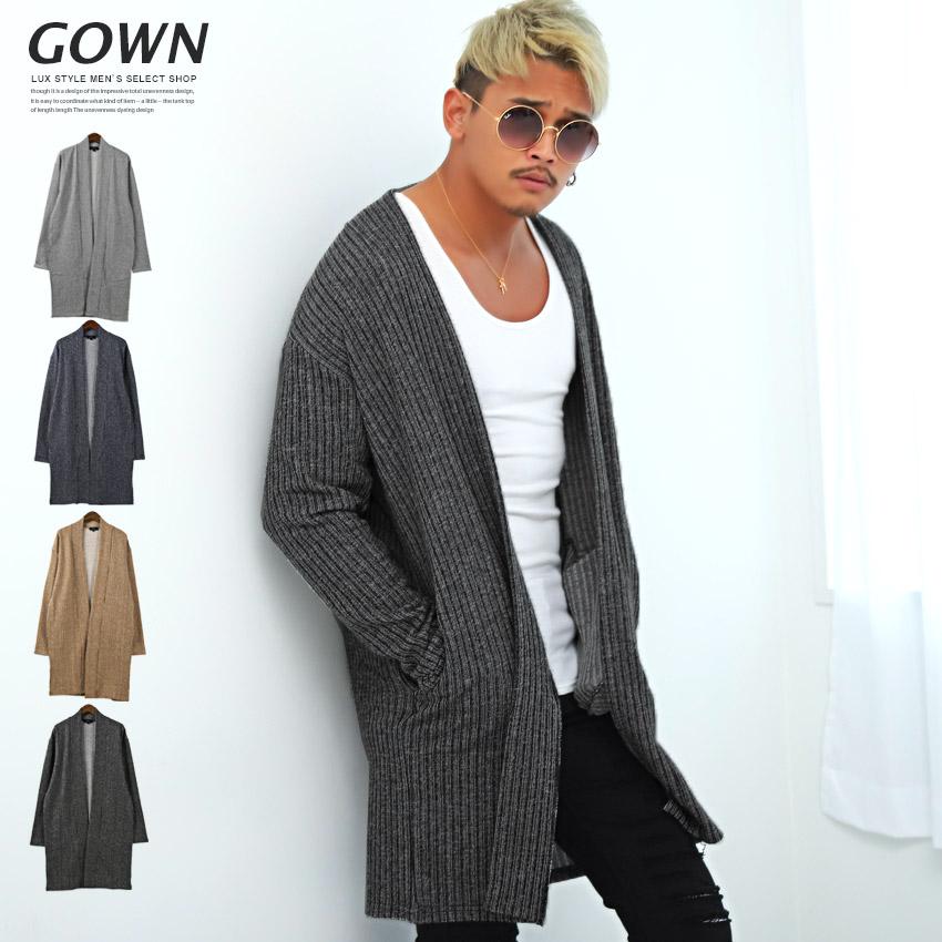 カーディガン メンズ ガウン カーデ ショールカラー ストライプ ミックス ロング 大人 ビター系 Pm 99 Luxstyle 通販 Yahoo ショッピング