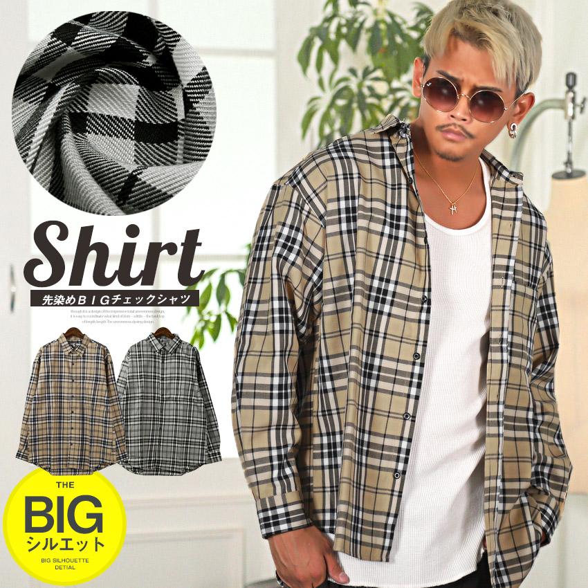 長袖シャツ メンズ チェック ビッグシルエット チェックシャツ チェック柄 総柄 ルーズ ストリート Pm 9931 Luxstyle 通販 Yahoo ショッピング