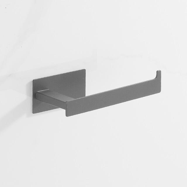 ショッピング最安価格 ドリルなしステンレス鋼マットブラックバスハードウェアセット自己粘着性タオルバータオルペーパーホルダーフック浴室アクセサリー