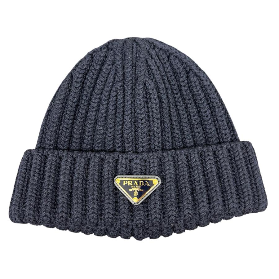 PRADA（プラダ） 未使用品 トライアングルロゴ ニットキャップ 1HC390