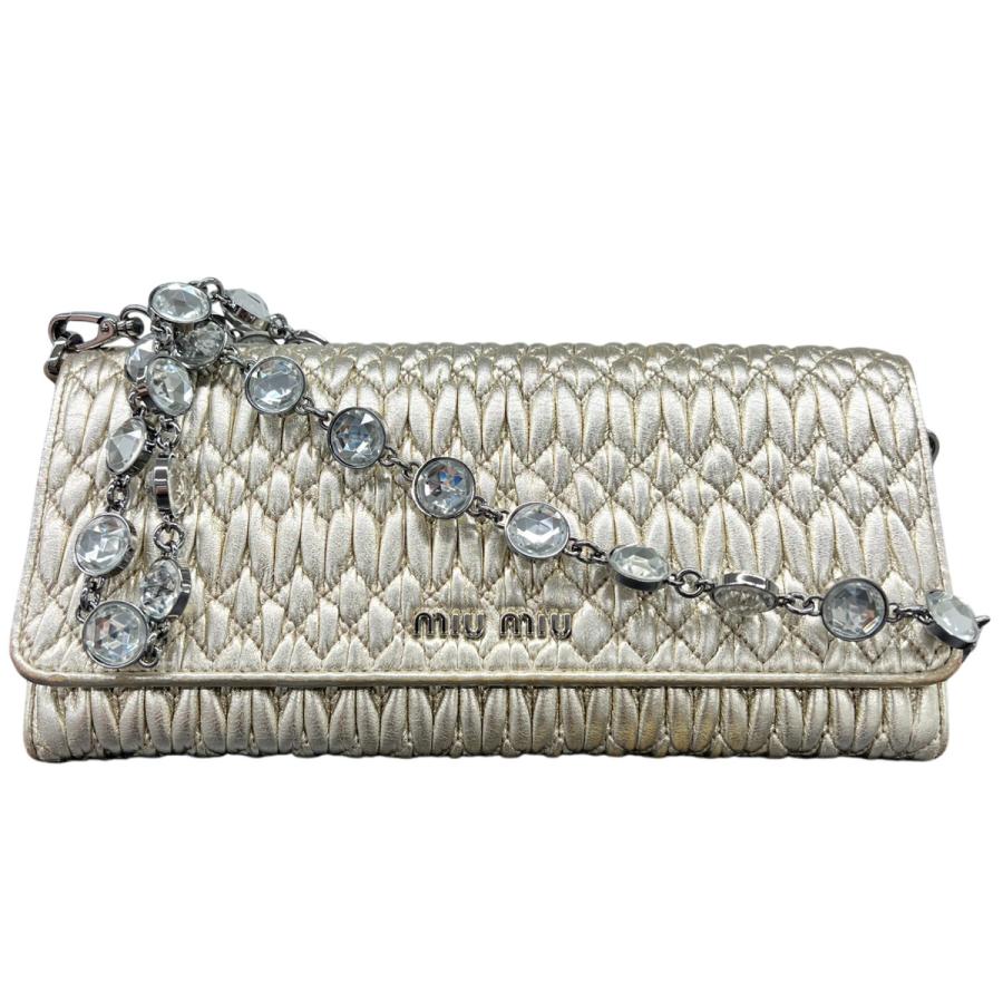 miu miu（ミュウミュウ） マテラッセ ナッパクリスタル 長財布 5MT290