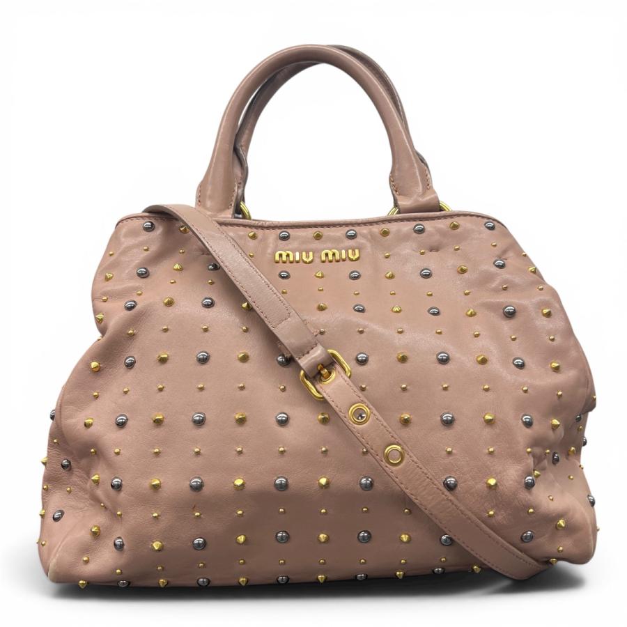 miu miu（ミュウミュウ） スタッズ 2way ハンドバッグ RN0805 レザー