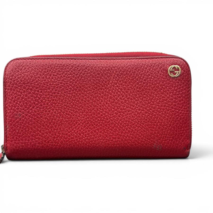 【H.N】GUCCI 長財布　GG インターロッキング　ワインレッド　赤 GUCCI（グッチ） インターロッキングG 長財布 449347 レザー レッド