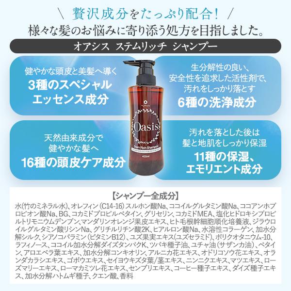 ★新発売★ オーセル オアシス ステムリッチ シャンプー ＆ コンディショナー セット 各400ml ノンシリコンシャンプー ノンシリコン oasis ダメージ アミノ酸の画像