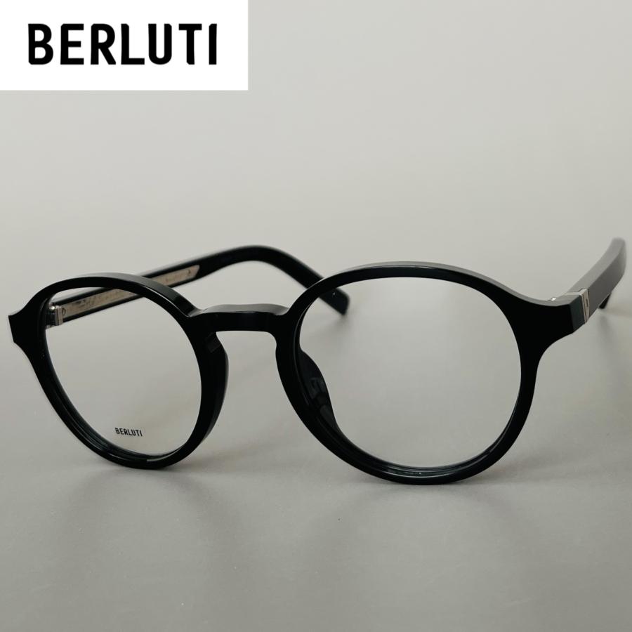 メガネ BERLUTI ベルルッティ オーバル ブラック 新品 日本製 国産 黒 アセテート メタル セル 眼鏡 フルリム BL50001I