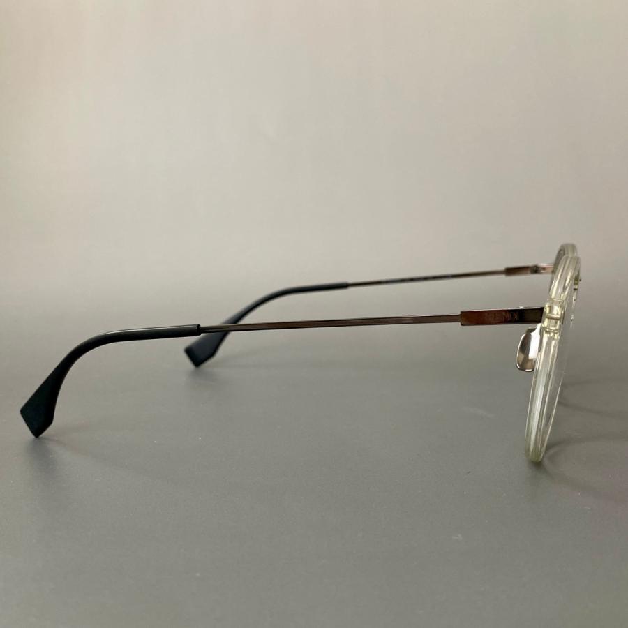 メガネ FENDI フェンディ ボストン ブラック クローム ラウンド メタル 新品 眼鏡 フルリム スケルトン 伊達メガネ メンズ レディース FF M0050 mm