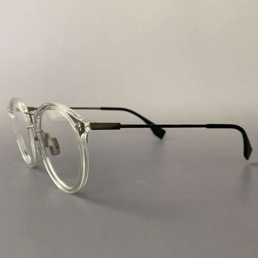 メガネ FENDI フェンディ ボストン ブラック クローム ラウンド メタル 新品 眼鏡 フルリム スケルトン 伊達メガネ メンズ レディース FF M0050 mm