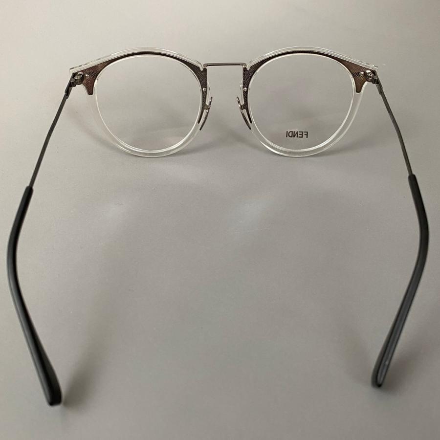 メガネ FENDI フェンディ ボストン ブラック クローム ラウンド メタル 新品 眼鏡 フルリム スケルトン 伊達メガネ メンズ レディース FF M0050 mm