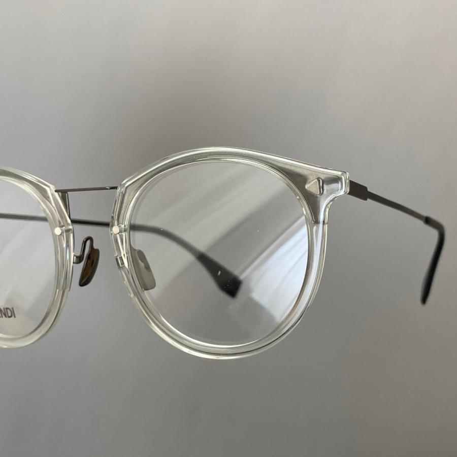メガネ FENDI フェンディ ボストン ブラック クローム ラウンド メタル 新品 眼鏡 フルリム スケルトン 伊達メガネ メンズ レディース FF M0050 mm