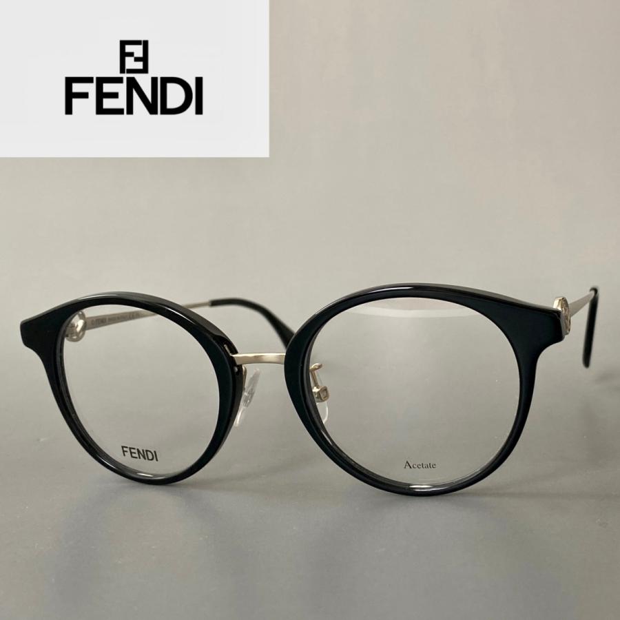 メガネ FENDI フェンディ ボストン ブラック シルバー ラウンド メタル 