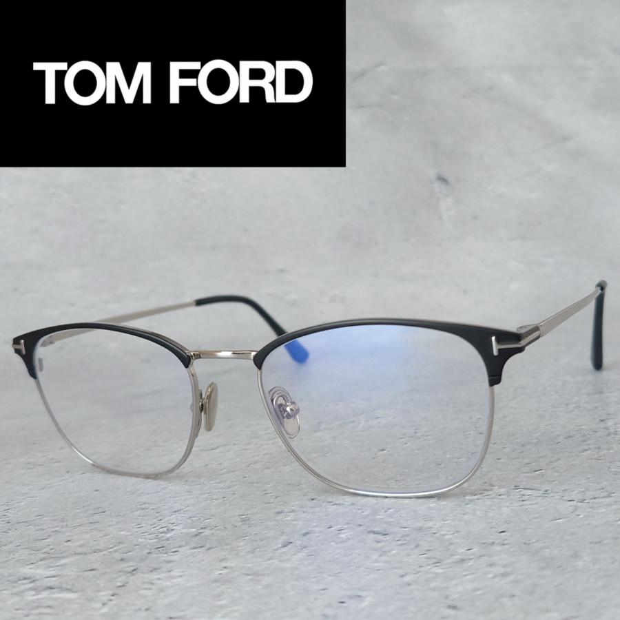 メガネ TOM FORD トムフォード マット ブラック 新品 メタル シルバー フレーム ハーフリム ブロー 眼鏡 めがね ロンハーマン 黒