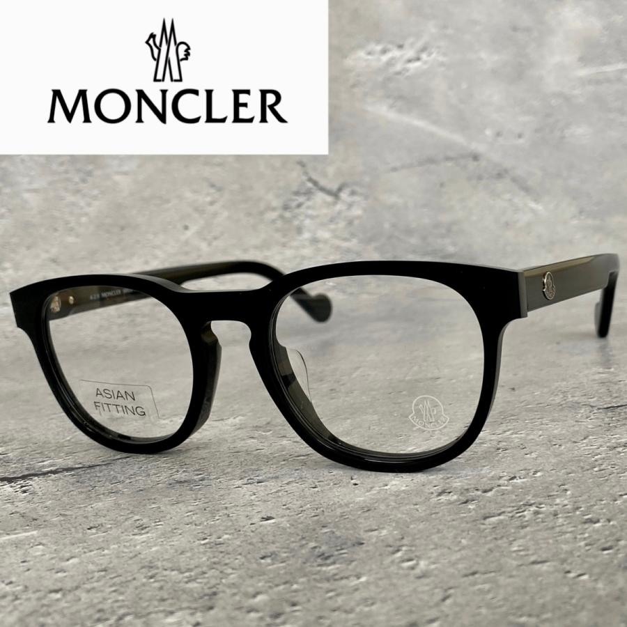 メガネ MONCLER モンクレール ウェリントン ブラック 新品 アジアンフィット めがね 眼鏡 アセテート 黒 メンズ レディース