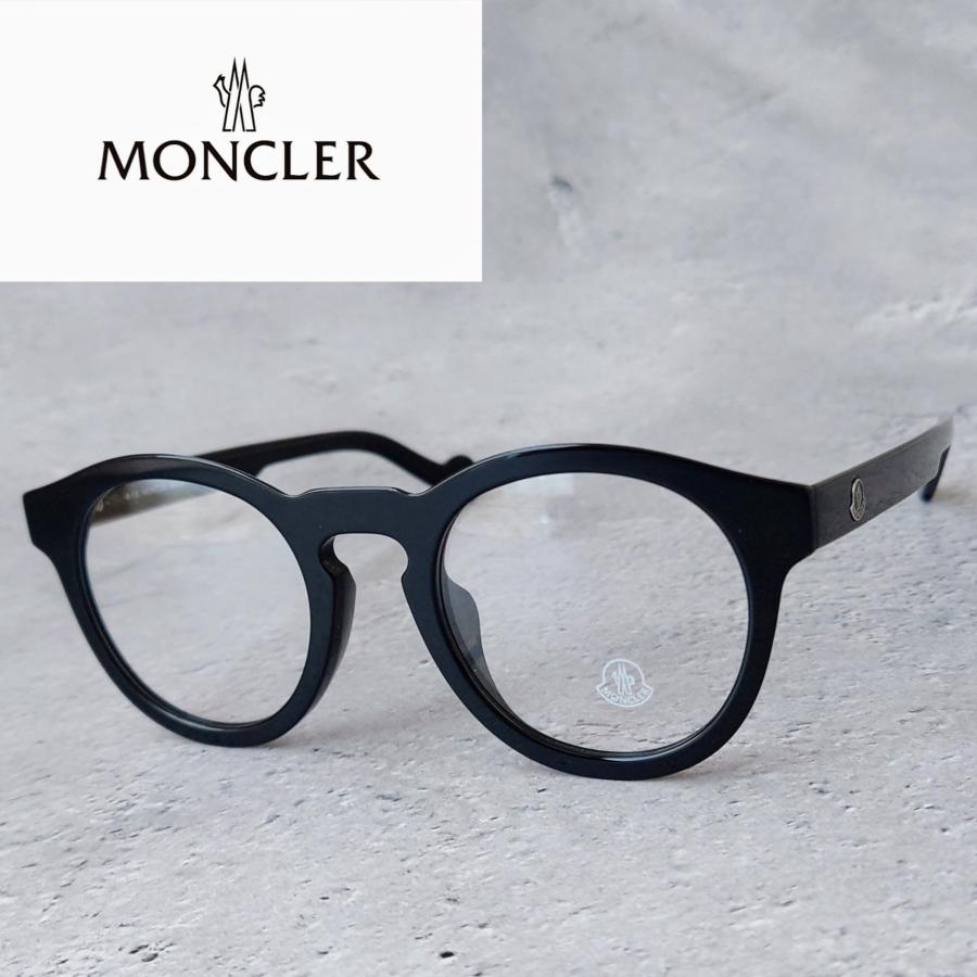 メガネ MONCLER モンクレール ラウンド ブラック 新品 アジアンフィット めがね 眼鏡 アセテート ボストン 黒 メンズ レディース