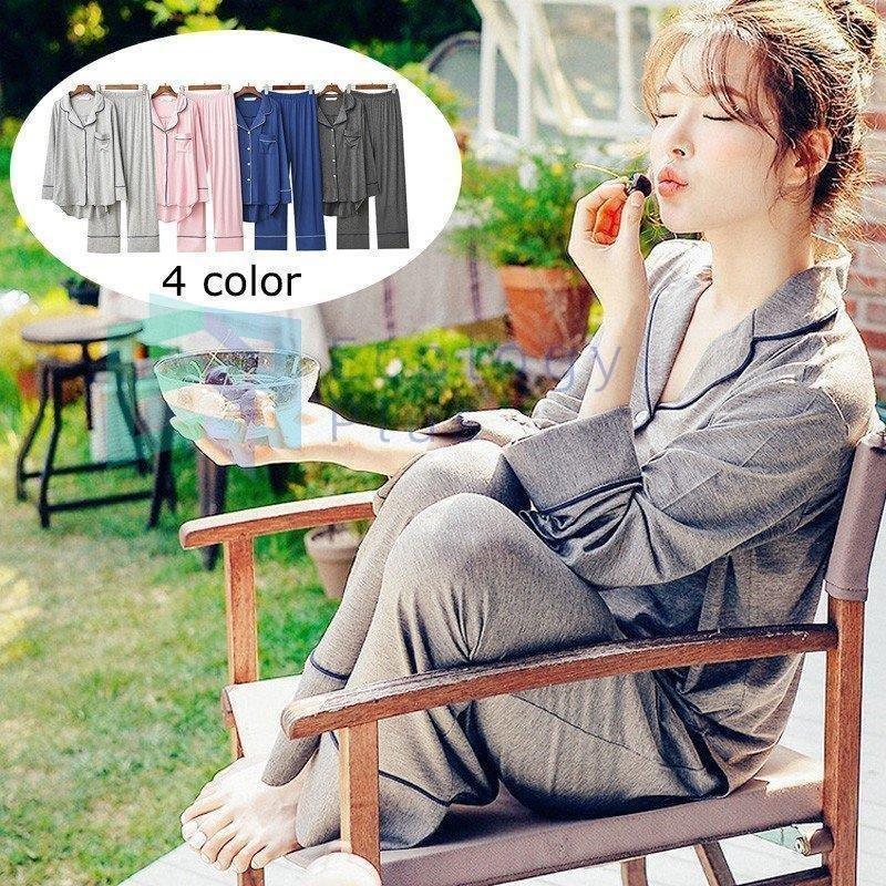 可愛い 長袖 40代 寝巻き レディース モダール ルームウェア 上下セット 韓国風 パジャマ ルームウェア シャツパジャマ 部屋着 快適 春夏秋 前開きパジャマ パジャマ 人気ショップが最安値挑戦 Www Shamir Com Mx