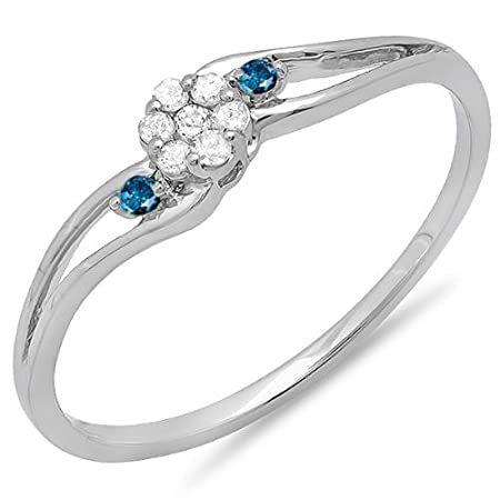 残りわずか 0 10カラットctw14 Xa0 Kホワイトゴールドブルーダイヤモンドブライダル旋回分割シャンククラスタプロミスリング1 Xa0 10 Xa0 Ct 交換無料 Www Doctor Plan Com