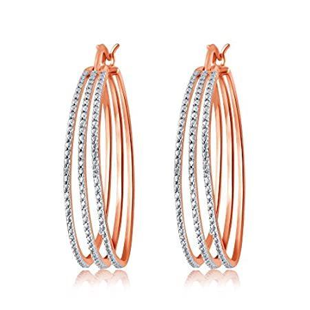 再入荷 ダイヤモンドアクセント3行ファッションイヤリング 海外から日本未入荷の人気アイテムを直輸入 レディースアクセサリー