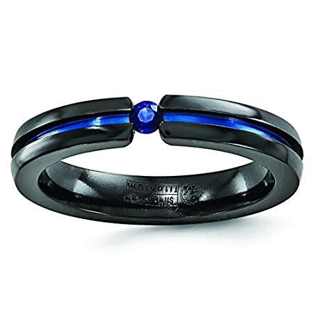 スーパーセール期間限定 チタンサファイアとブルー陽極酸化処理結婚式バンド 海外から日本未入荷の人気アイテムを直輸入 レディースアクセサリー