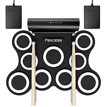 2021激安通販 ポータブルドラムセット 電子ドラム 2021 PAXCESS 練習用パッド スピーカ 外部音源入力可能 MP3・USB・イヤホン対応 9個ドラムパッド ドラムセット