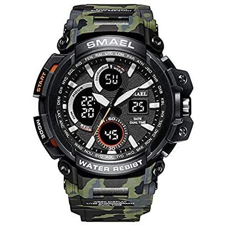 充実の品 海外から日本未入荷の人気アイテムを直輸入 メンズアナログデジタルスポーツウォッチ スーパークールカモフラージュグリーンウォッチ バックライト デュアルタイムアラーム 多機能ミリタリー50m防水 メンズ腕時計 Knowledge21 Com