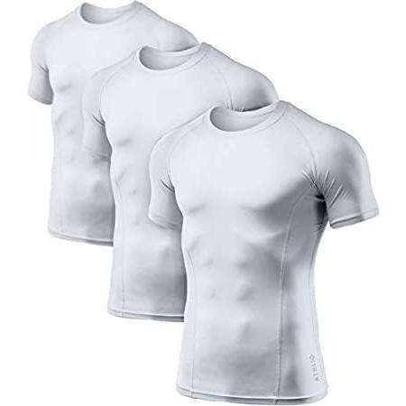 【大注目】 サイズ: US クールドライ圧縮半袖スポーツベースレイヤーTシャツトップス 3) または 1 ( メンズ ATHLIO Medium マルチ カラー: トップス