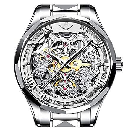 大幅値引き スイスブランド 自動腕時計 スケルトン メンズ 日本製ムーブメント レザーストラップ 自動巻き 防水 機械式腕時計 男性へのギフトに ホワイトストラッ 格安 買う Technoelmer Com Np