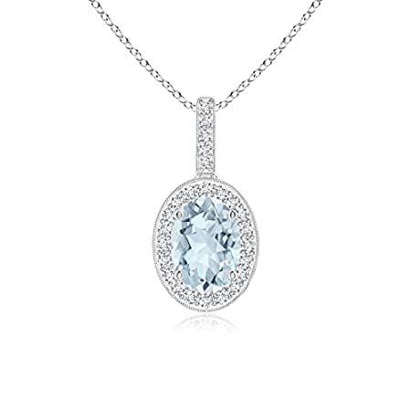 2021高い素材  Style Vintage Oval Platinu in Halo Diamond with Necklace Pendant Aquamarine ネックレス、ペンダント
