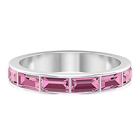 期間限定キャンペーン 海外から人気の商品を直輸入 1 10月の誕生石リングピンク宝石リングアニバーサリーリング 1 8カラットトルマリンリング バゲットカットリング ハーフエタニティリング宝石結婚指輪 レディースアクセサリー