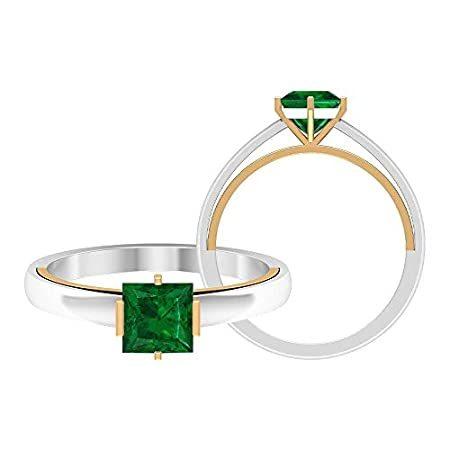 人気ブランドの新作 プリンセスカットエメラルドリング ツートーンアニバーサリーリング ブラ 5 5mm 1カラット D Vssi ヴィンテージ結婚指輪 ソリティア婚約指輪 海外から人気の商品を直輸入 レディースアクセサリー