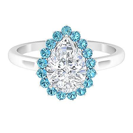 代引可 海外から人気の商品を直輸入 3月誕生石リングユニークなブライダル結 1 2カラットアクアマリンヘイローリング 梨型モアッサナイトリング 7x10mm 1 9カラット 涙の婚約指輪 レディースアクセサリー Www Rankinengineering Com