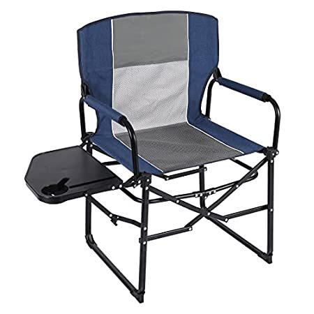 【送料無料】 REDCAMP Heavy Duty Directors Chair Folding Camping Chairs with Side Table, アウトドアチェア