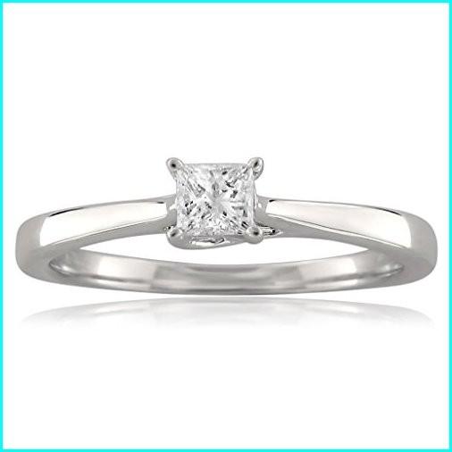 【楽天スーパーセール】 18k White Gold Princess-Cut Solitaire Diamond Engagement Ring (1/4 cttw, I-J, I1-I2), Size 7.5, 三原町 7e11a277