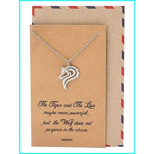 【全商品オープニング価格 特別価格】 Quan Jewelry Best Gifts Wolf Necklace, Gifts for Her and Him, Inspirational Quote on Greeting Card, シモノセキシ 3109bdd9