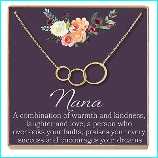 Dear Ava Nana Gift Necklace: Nana Jewelry, for Grandma, Grandmother, 3 Asymmetrical Circles (Gold-Plated-Brass, NA) 78a2f3ec